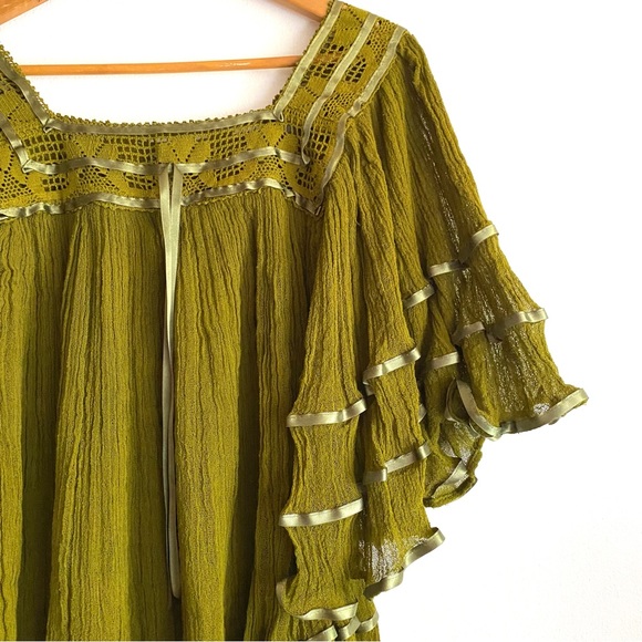 Mexican dress Bohemian Mini Tunic Summer Blouse Angel Sleeves - Picture 4 of 5